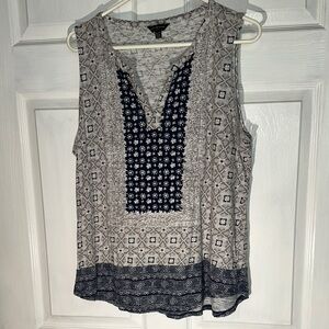 Lucky Brand Blue and White Sleeveless Blouse